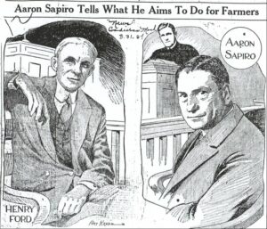 Aaron Sapiro Tells What He Aims To Do for Farmers,” editorial cartoon, Art Krenz, Detroit News, Mar. 31, 1927