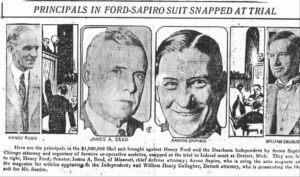 “Principals in Ford-Sapiro Suit,” unidentified publication